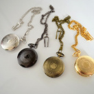 Kapesní hodinky zdobené ČERNÉ, hodinkový náhrdelník