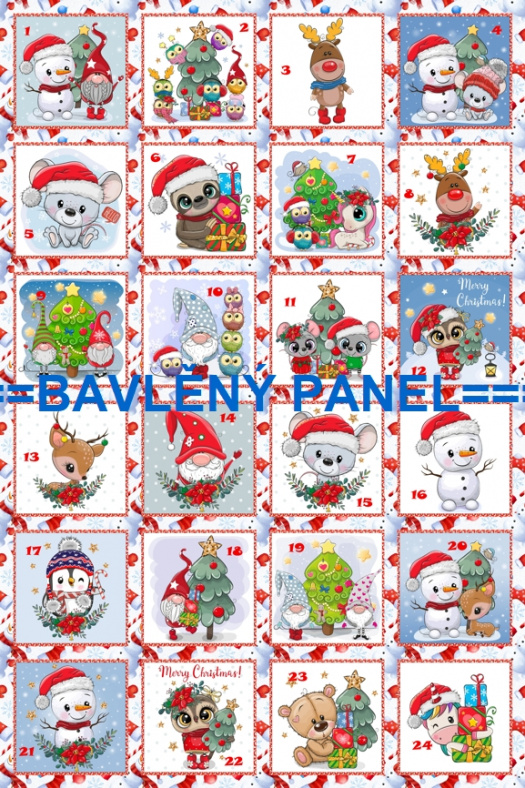 BAVLNĚNÝ PANEL / I NA ADVENTNÍ KALENDÁŘ/ 40X60 cm  AKN78Č - SKLADEM