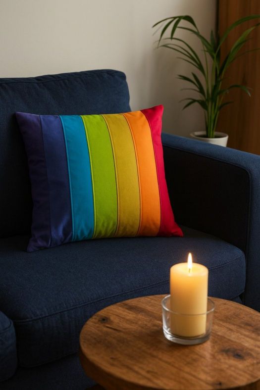 Patchworkový povlak na polštář - Čakrové barvy I.