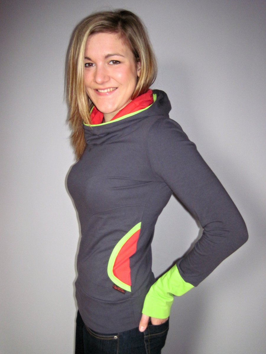 Mikinka s kapsami šedá,limeta,losos