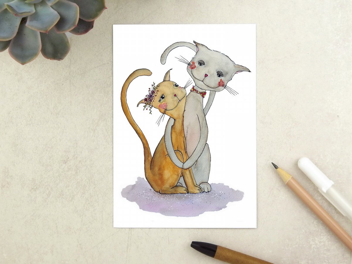 Pohlednice zamilované kočky