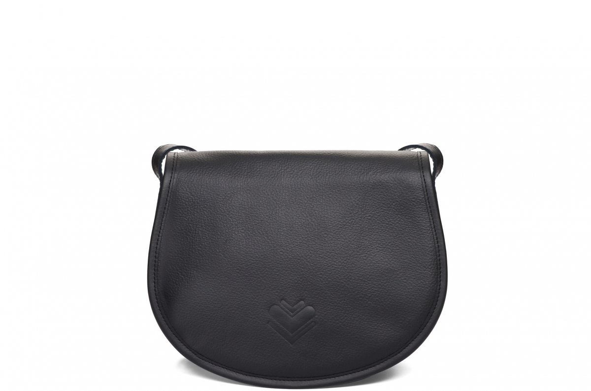 Kožená kabelka midi - černá