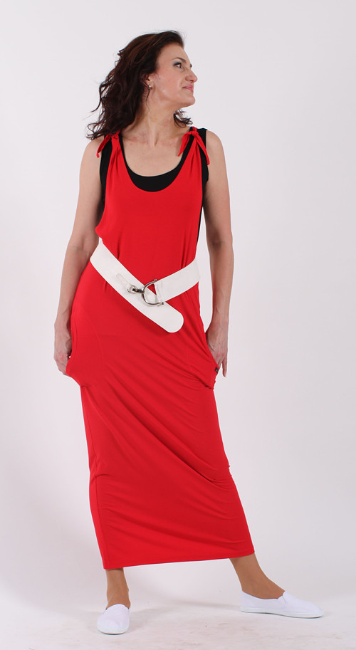 Červená šatová sukně