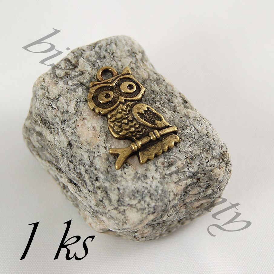 Ohlížející se sovička, bronzová barva (02 375)