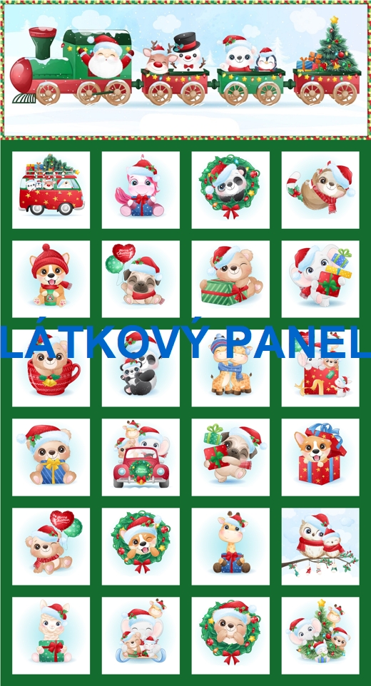 BAVLNĚNÝ PANEL / NA ADVENTNÍ KALENDÁŘ/  33X60 cm  AKN209
