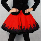 FuFu sukně červené město s černou spodničkou