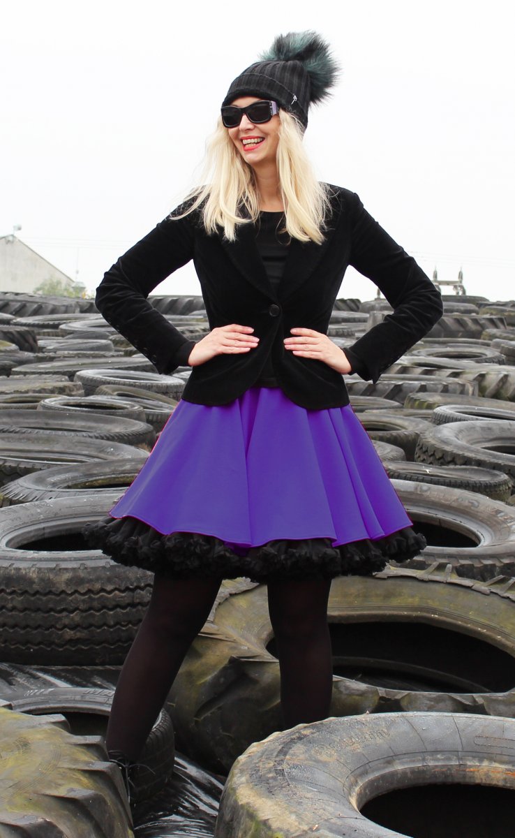 FuFu sukně fialová s černou spodničkou