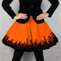 FuFu sukně oranžové město s černou spodničkou