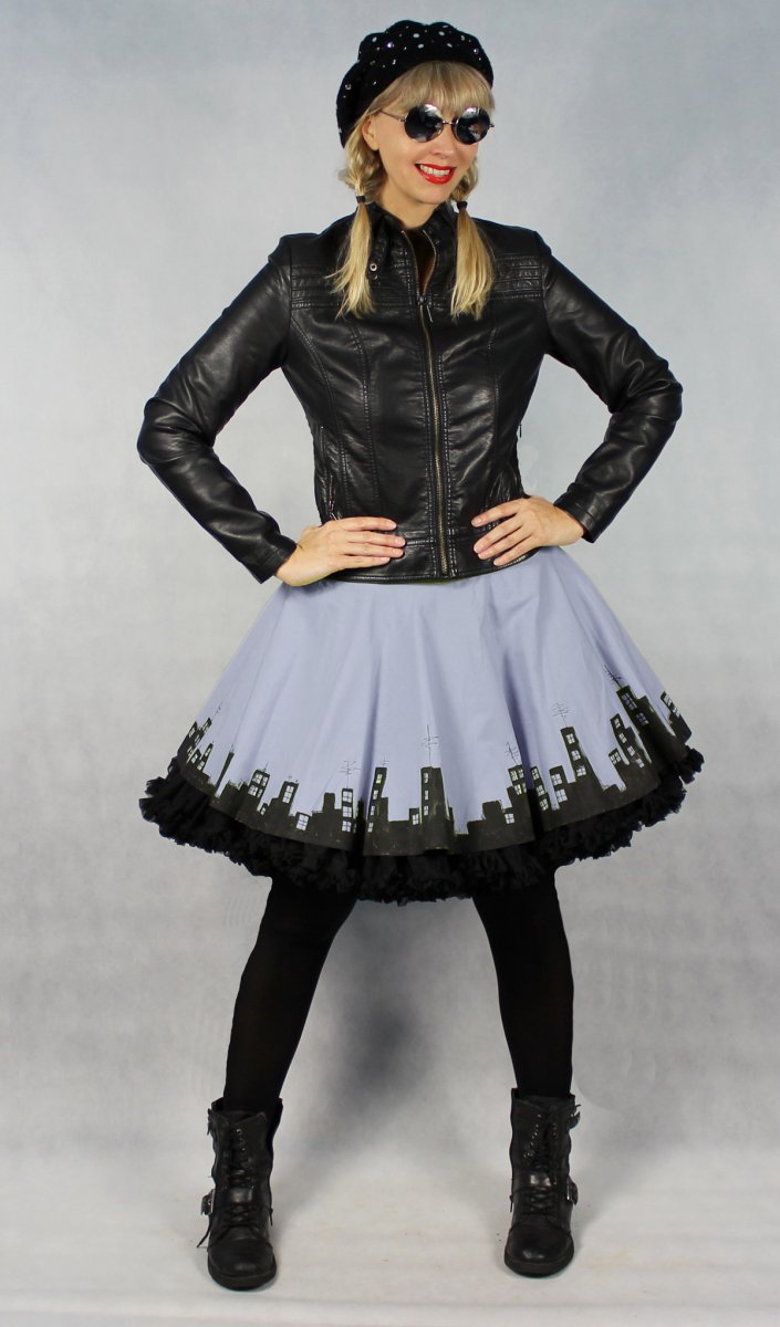 FuFu sukně šedé město s černou spodničkou