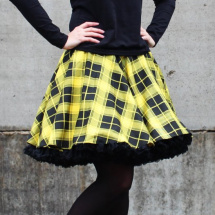 FuFu sukně žlutočerná kostka s černou spodničkou