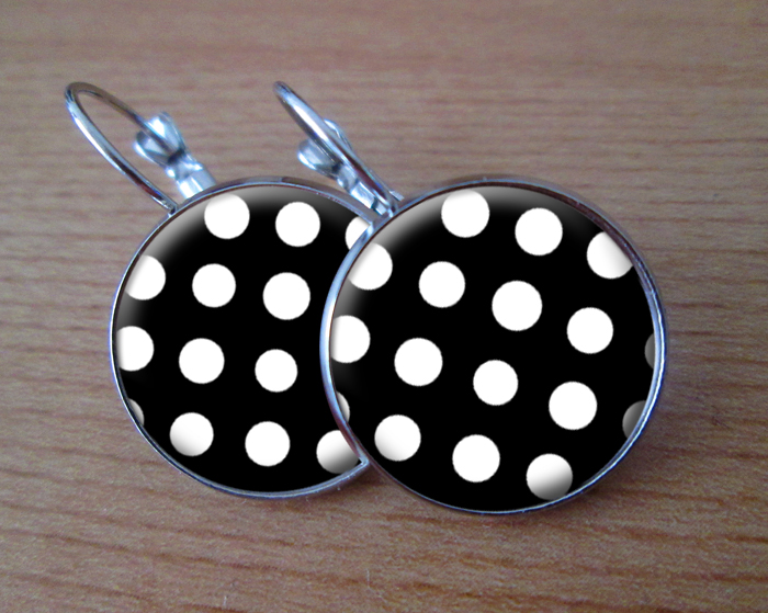 COOL VISACÍ NÁUŠNICE - černo-bílé - puntíkované