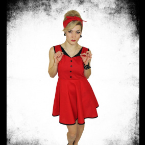 Červené šaty s knoflíčky