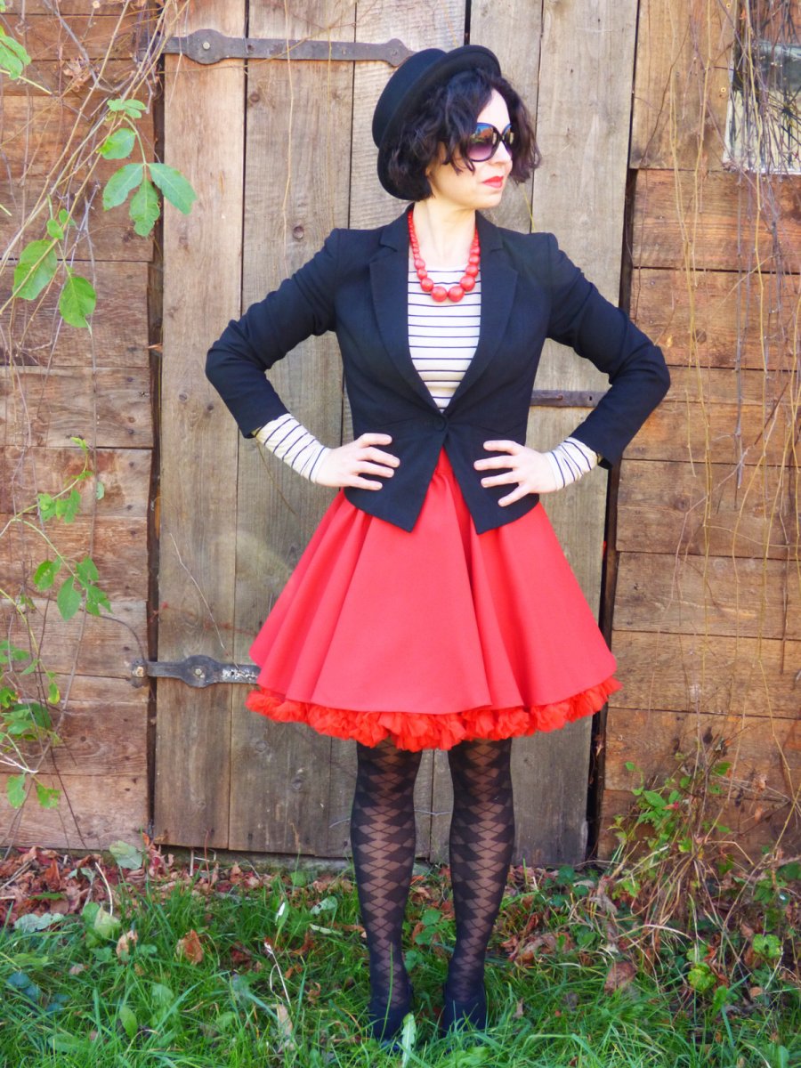 FuFu sukně červená s červenou spodničkou