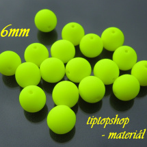 Neonové korálky žluté s  UV efektem, 6mm (20ks)