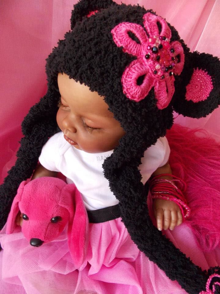 černá chlupatka na růžovo