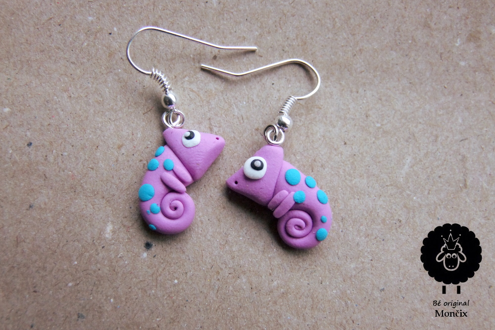 Chameleoni fimo náušnice
