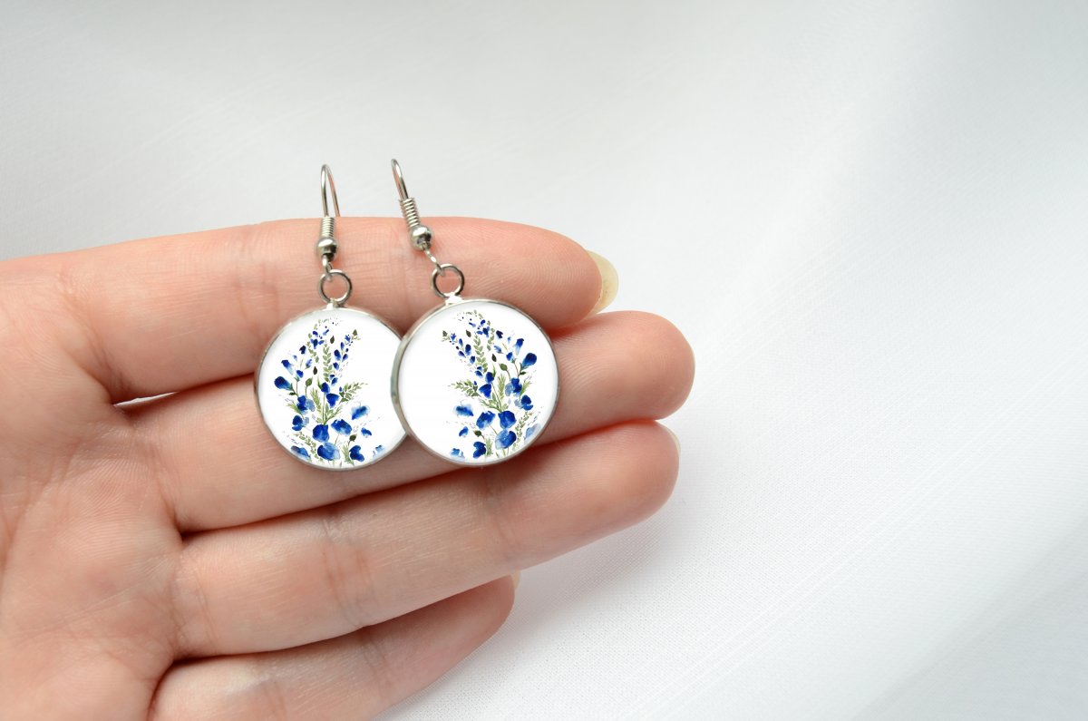 Visací náušnice "Modré chrpy"