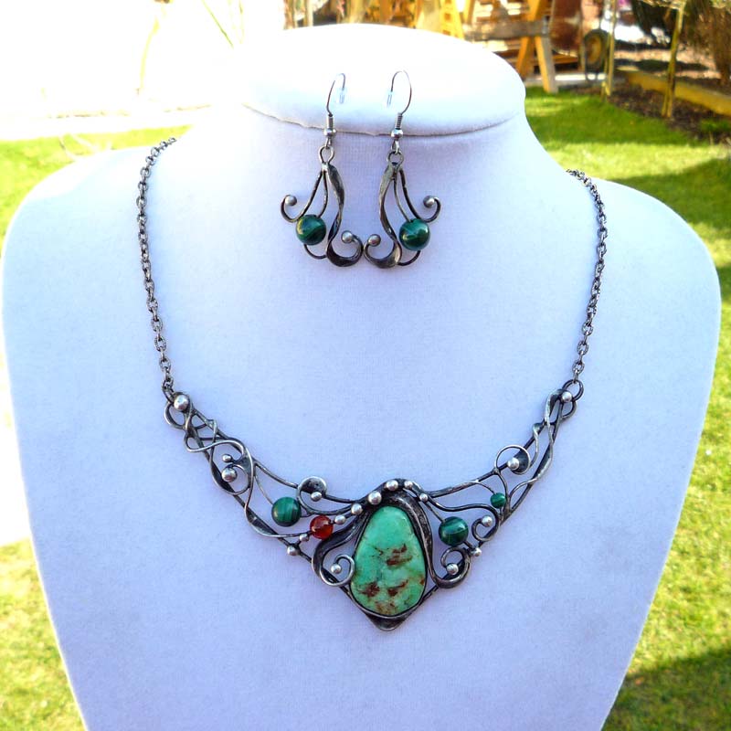 Chryzopras souprava s malachitem