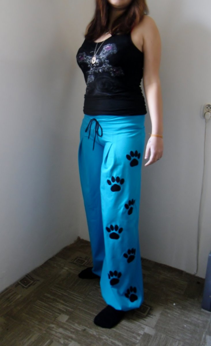 Dancing tepláky  tyrkysové s tlapkami