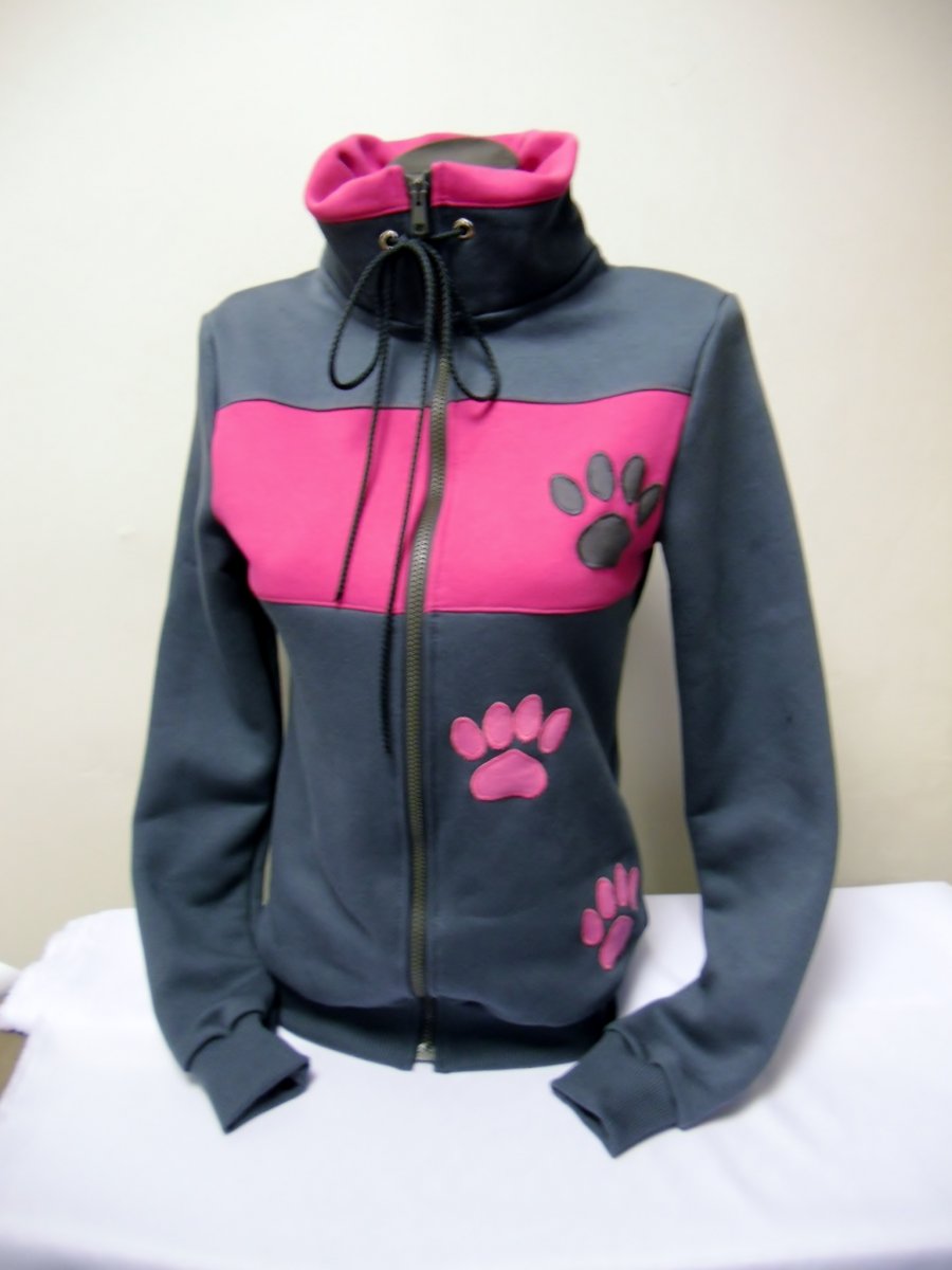 Šedo růžová mikina s tlapkami