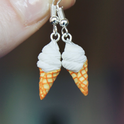 Citronové zmrzlinky točené mini, fimo náušnice