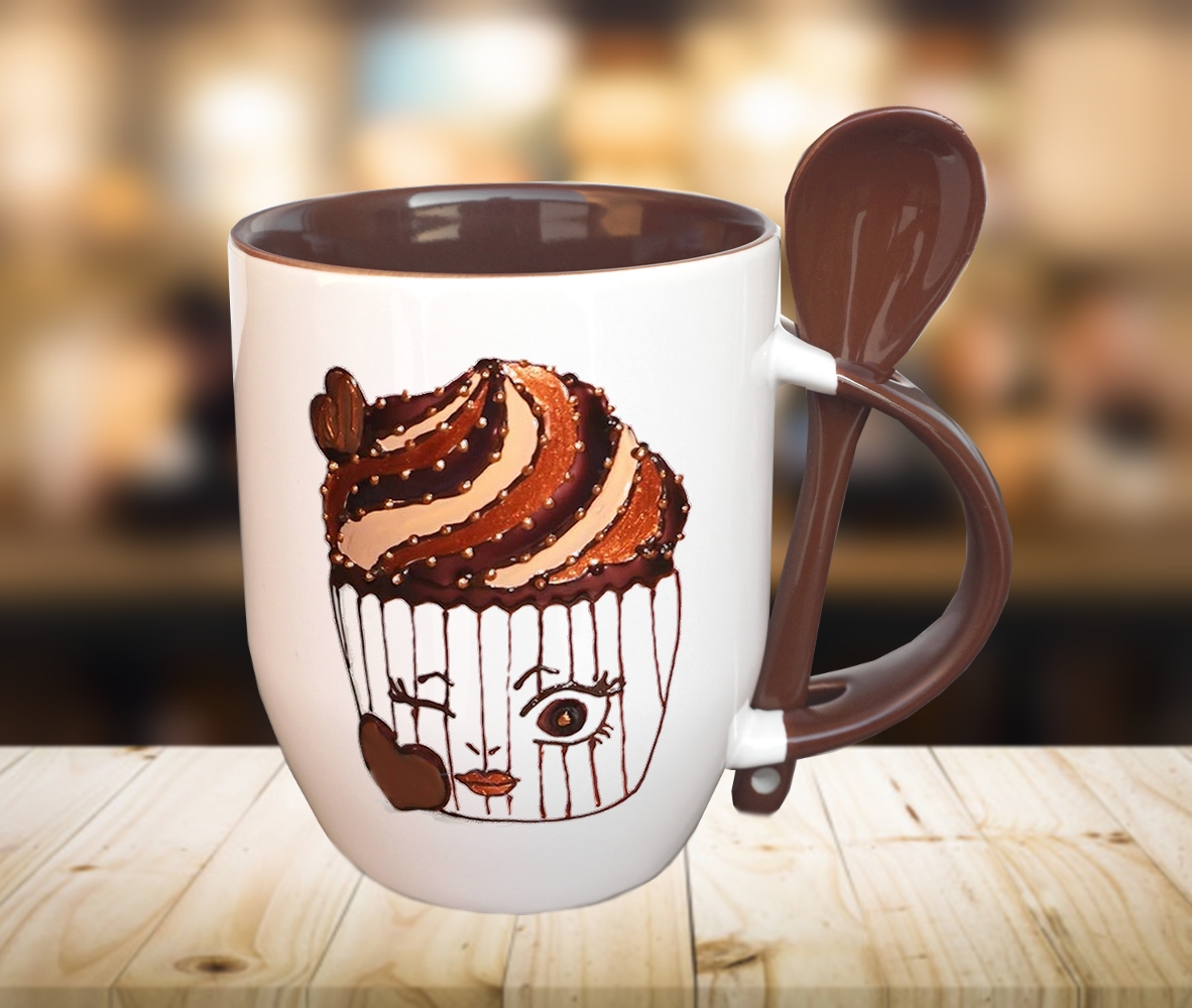 Hrnek s lžičkou - čoko muffinka