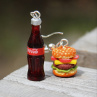 Hamburger a Coca-cola, vtipné náušnice