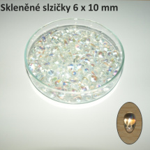 Skleněné slzičky, 6x10 mm, Crystal AB, 20 ks