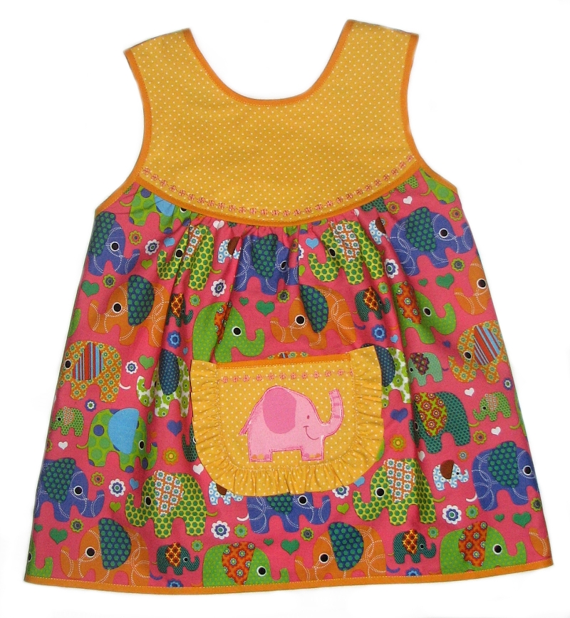 Zástěrka zelená se slony