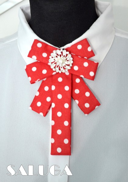 Dámský motýlek - červený na tečky  