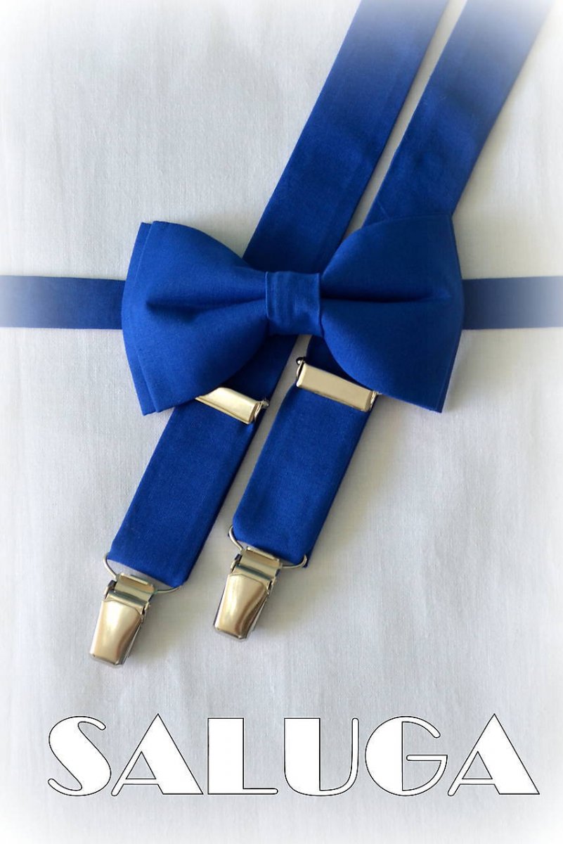 Pánský set - motýlek a šle modrý