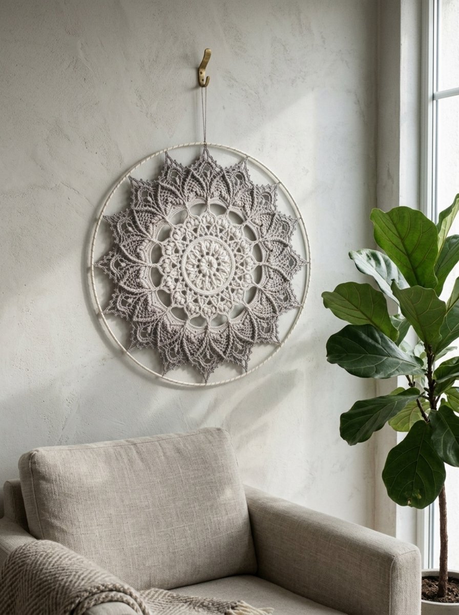 Mandala Béžově šedá hvězda - průměr 45 cm