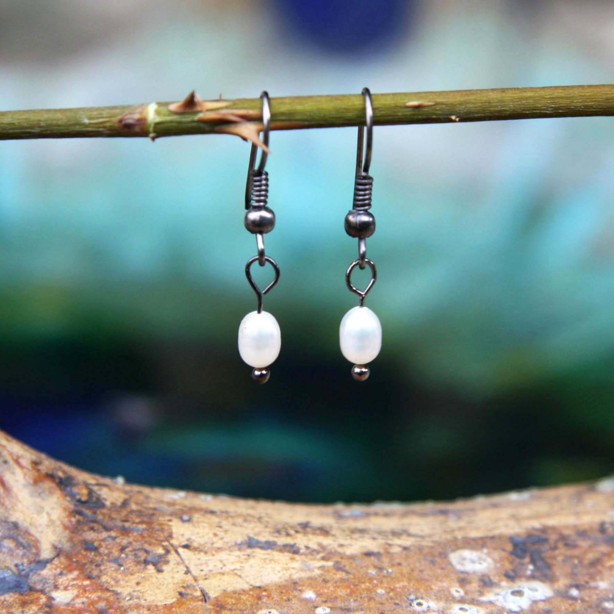 Náušnice6mm - Bílé Perličky...