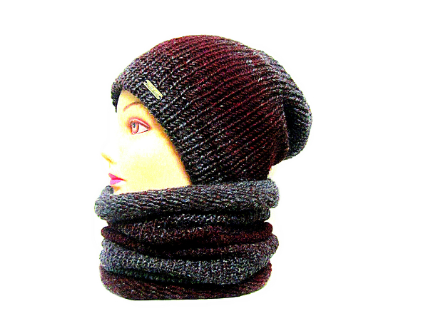 OMBRÉ SOUPRAVA ČEPICE A NÁKRČNÍKU 25%vlna