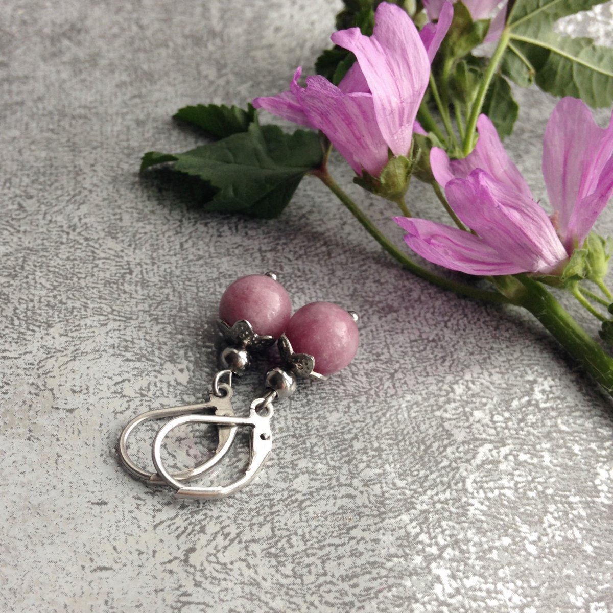 Náušnice s lepidolitem