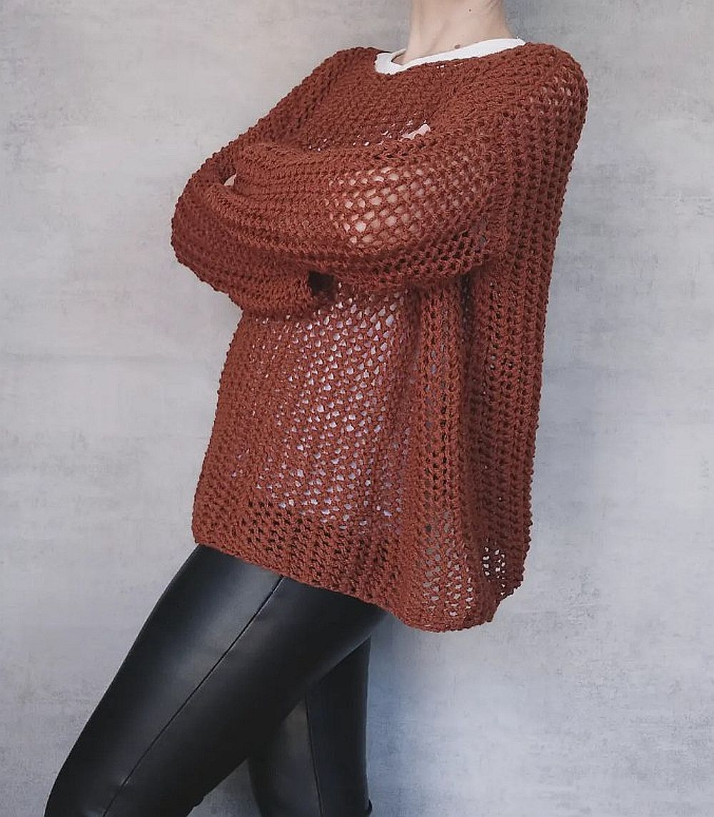 ručně pletený oversize hřejivý svetřík