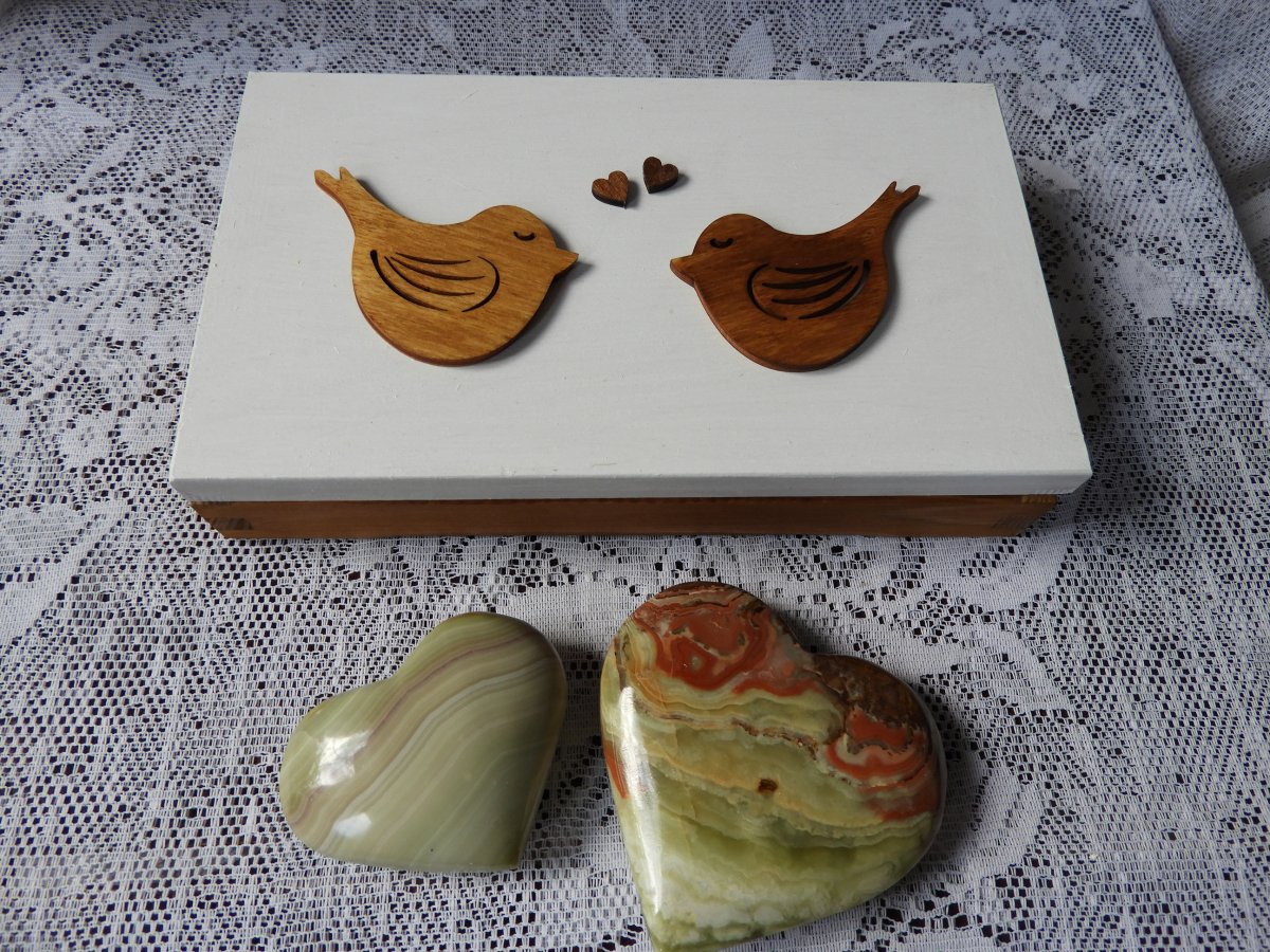 Krabička dárková, svatební romantická Ptáčci