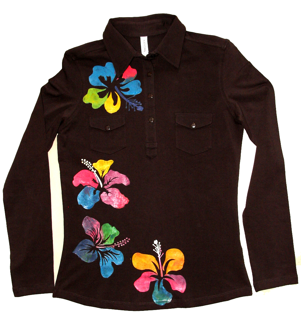 Dámská polokošile DLOUHÝ RUKÁV hibiscus