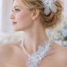 Svatební vlasová ozdoba s perličkami – bílí květ-francouzský závoj