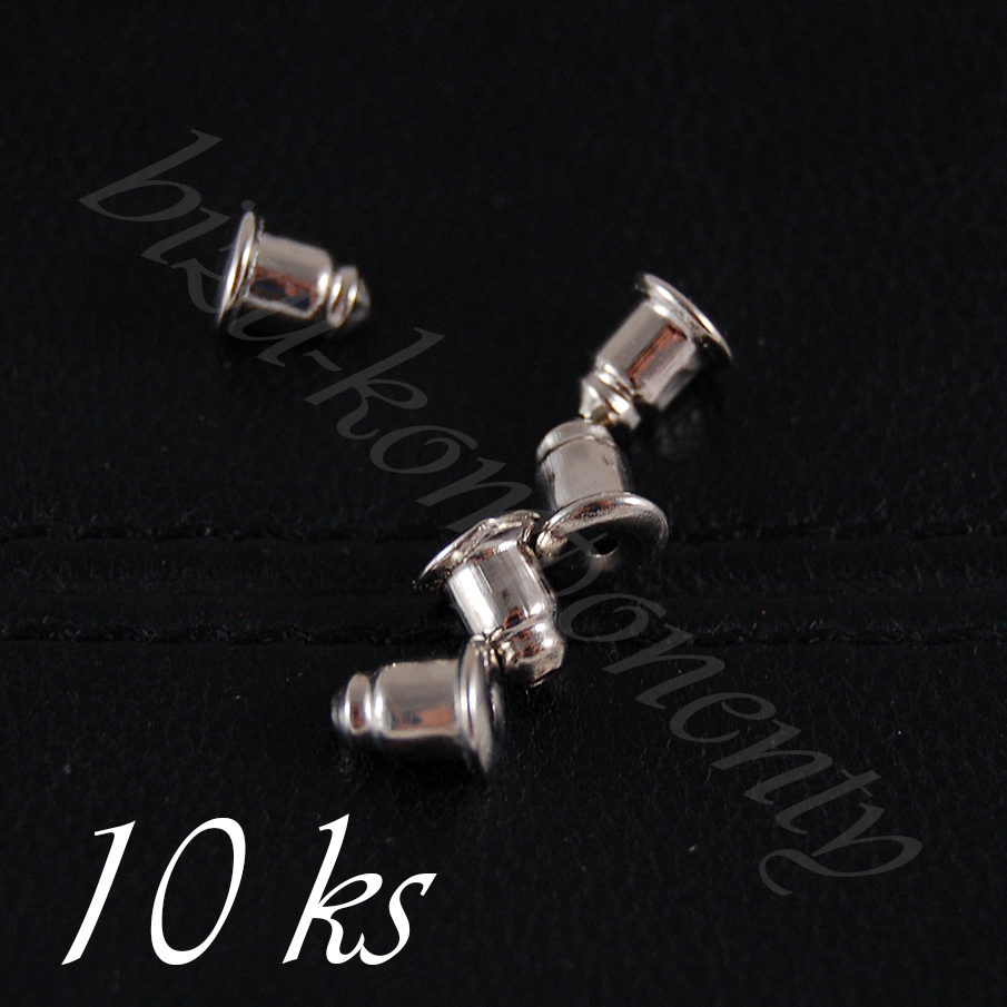 Náušnicová zarážka klobouček 10ks, platinová barva (20 0011)