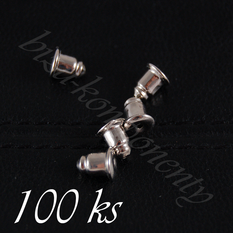 Náušnicová zarážka klobouček 100ks, platinová barva (20 0012)