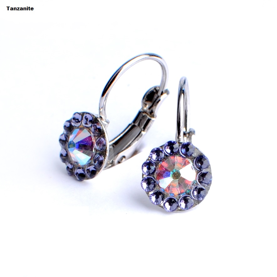 Dětské náušnice se Swarovski® crystals Kytičky AB Tanzanite