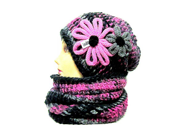 ༺♥༻ SOUPRAVA ČEPICE A NÁKRČNÍKU ༺♥༻ 