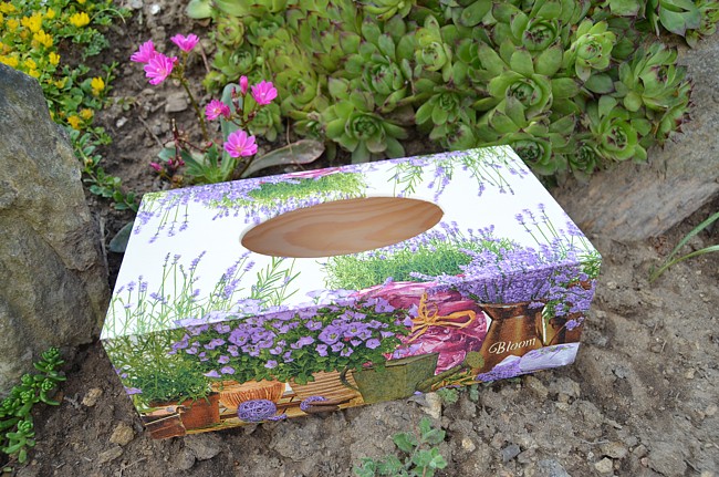 krabička na kapesníky levandule