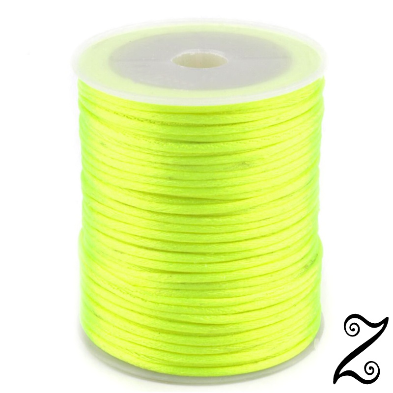Saténová šňůra, žlutá neon, Ø 2 mm (5m)