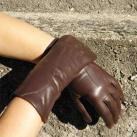 Výprodej - hnědé rukavice s vlněnou podšívkou  