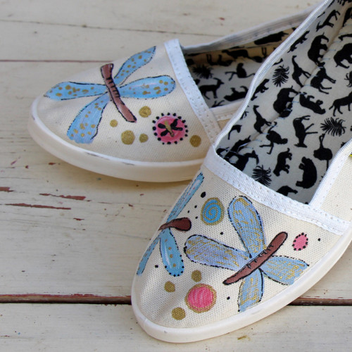 Malované botky vážky- slonovinová- vel.35-40