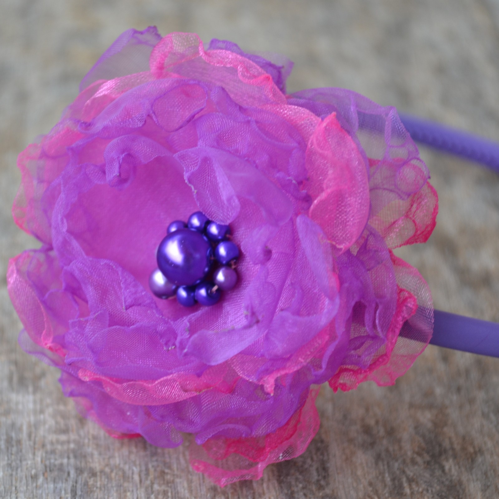 organzová čelenka - fialová