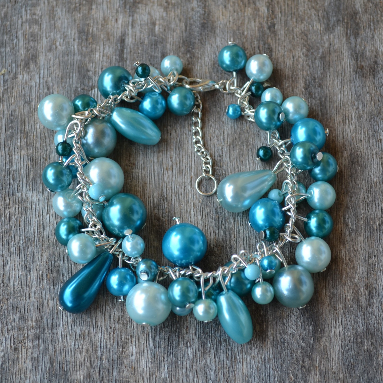 Perličkový náramek - tyrkysový
