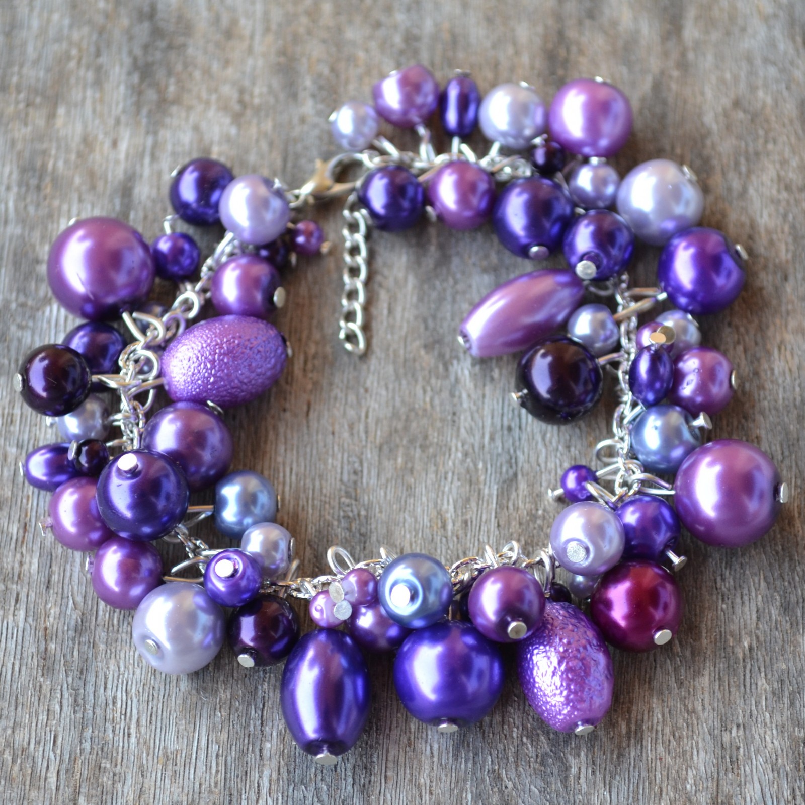 Perličkový náramek - fialový